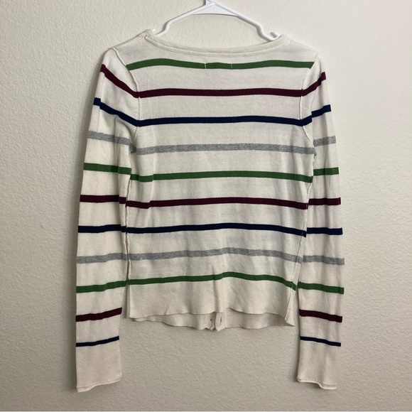 Aeropostale Striped Cardigan - Cream/Brown/Green - Size Large - Picture 6 of 6